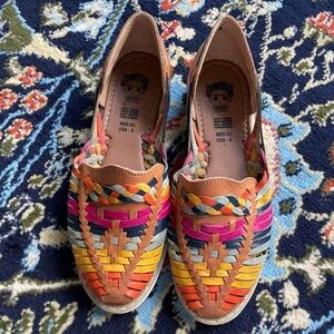 Multi colored huaraches flat sandals